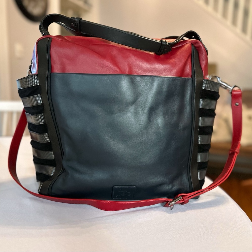Rare Christian Louboutin Leather 2 Way Shoulder Bag - Black, Red, & Blue